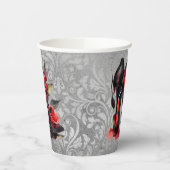 ゴシッファッショニスタク赤の下のバラ付き文字 紙コップ (左)
