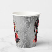 ゴシッファッショニスタク赤の下のバラ付き文字 紙コップ (右)