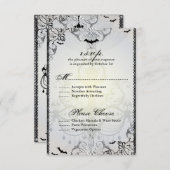 ゴシッファンシークこうもりハロウィーン結婚式RSVPカード 出欠カード (正面/裏面)