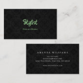 ゴシッフランスのクダンスクスタイリストブラックとグリーン 名刺 (正面/裏面)