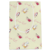 ゴシップ女の子リップスティック&香水パターン ミディアムペーパーバッグ (正面)