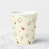 ゴシップ女の子リップスティック&香水パターン 紙コップ (正面)