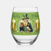ゴシップ聖パディの日シャムロックアイリッシュビールラッキー ステムなしワイングラス (正面)