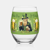 ゴシップ聖パディの日シャムロックアイリッシュビールラッキー ステムなしワイングラス (裏面)