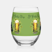 ゴシップ聖パディの日シャムロックアイリッシュビールラッキー ステムなしワイングラス (左)