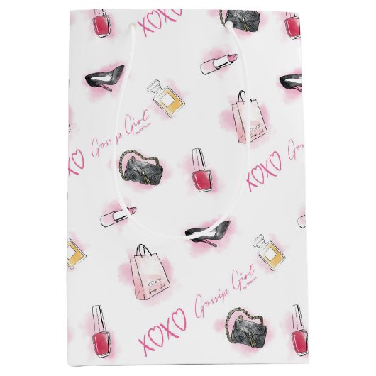 ゴシップ・ガール・メイクアップ・パターン ミディアムペーパーバッグ (正面)