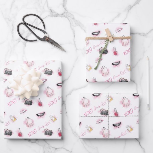 ゴシップ・ガール・メイクアップ・パターン ラッピングペーパーシート (正面)