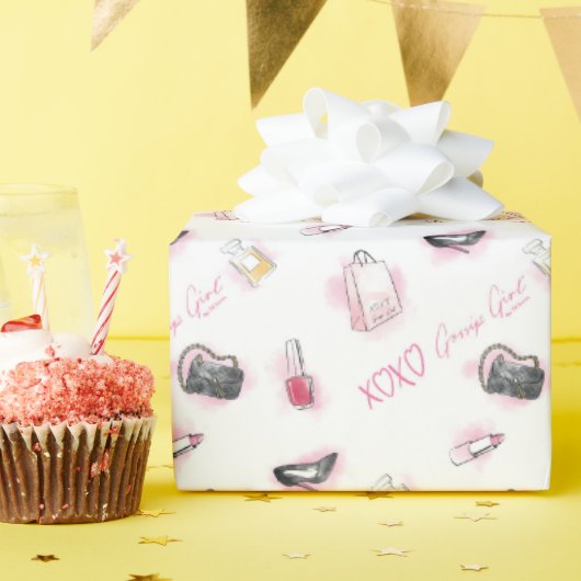 ゴシップ・ガール・メイクアップ・パターン ラッピングペーパー (誕生日パーティー)