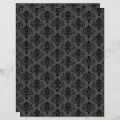 ゴシッモダンクグレーブラックダマススクレープブック紙 (正面/裏面)