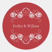 ゴシッモダンクバラ渦巻きクリムゾンレッド結婚ズ ラウンドシール (正面)