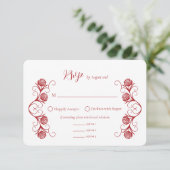 ゴシッモダンクバラ渦巻きクリムゾンレッド結婚ズ 出欠カード (スタンド正面)