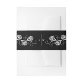 ゴシッモダンクバラ渦巻き黒と白結婚の 招待状ベリーバンド (正面例)