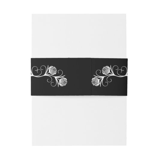 ゴシッモダンクバラ渦巻き黒と白結婚の 招待状ベリーバンド (裏面例)