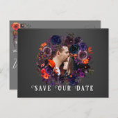 ゴシッモダンクフローラ写真結婚式の日付を保存 ポストカード (正面/裏面)