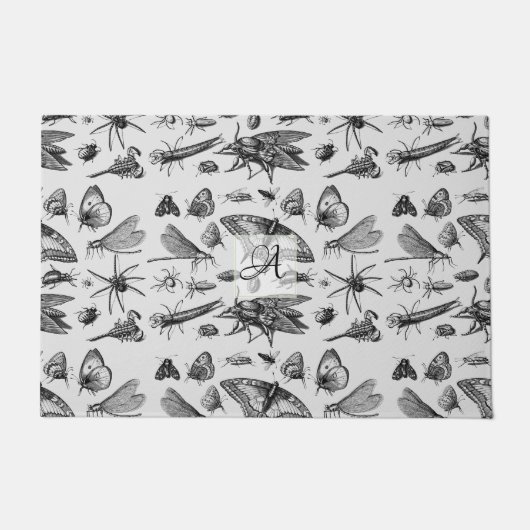 ゴシッモノグラムのクスヴィンテージインキ虫黒 ドアマット (正面)