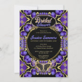 ゴシッユニーククグラムパープル金ゴールドブライダルシャワー 招待状 (正面)