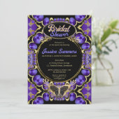 ゴシッユニーククグラムパープル金ゴールドブライダルシャワー 招待状 (スタンド正面)
