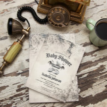 ゴシッユニークク&ヴィンテージベビーシャワー招待状