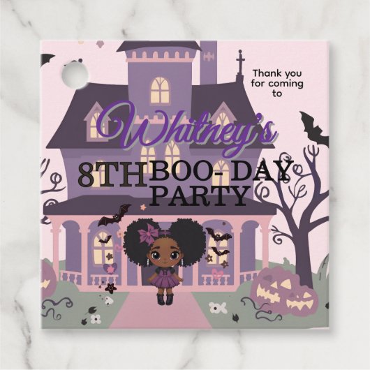 ゴシッ不気味クガールパープルアフロパフ誕生日 フェイバータグ (正面)