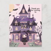 ゴシッ不気味クガールパープル誕生日ありがとう ポストカード (正面)