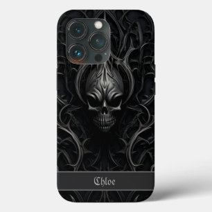 ゴシッ不気味クスカルブラック&グレー iPhone 13 PROケース