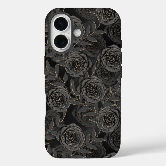 ゴシッ不気味クブラック&金ゴールドハロウィーンの花 Case-Mate iPhoneケース (裏面)