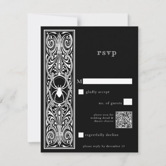 ゴシッ不気味ク白黒結婚のQRコード 出欠カード (正面)