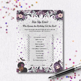 ゴシッ不気味ク誕生日の女の子が彼女のゲームカードを持っている シーズンカード