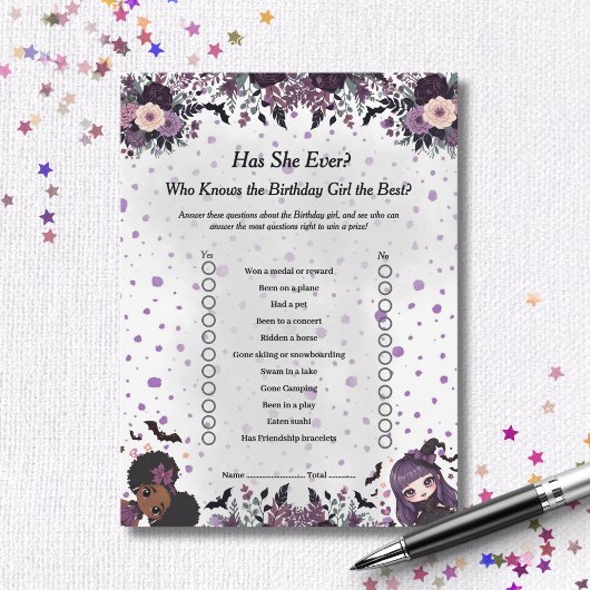 ゴシッ不気味ク誕生日の女の子が彼女のゲームカードを持っている シーズンカード