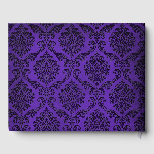 ゴシッ動揺してクパープルとブラックダマスクの結婚式 ゲストブック (裏面)