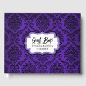 ゴシッ動揺してクパープルとブラックダマスクの結婚式 ゲストブック (正面)