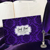 ゴシッ動揺してクパープルとブラックダマスクの結婚式 ゲストブック