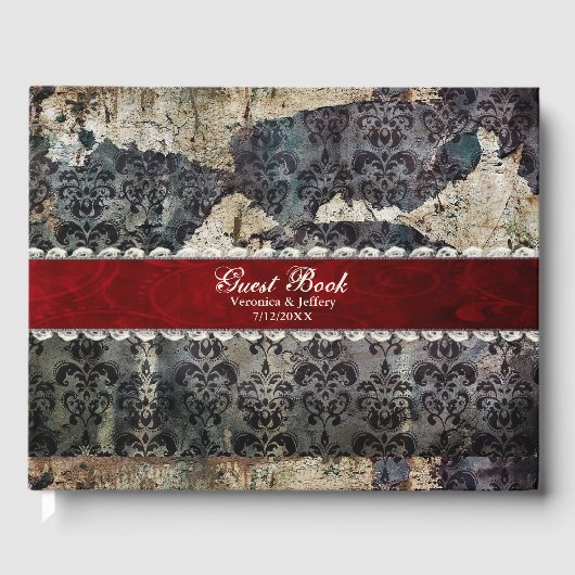 ゴシッ動揺してク式ダマスク結婚式 ゲストブック (正面)