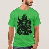 ゴシッ幽霊のよく出るク大聖堂ダークファンタジー教会 Tシャツ (正面)