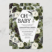 ゴシッ男女兼用ク式ハロウィーンベイビーシャワー 招待状 (正面/裏面)