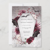 ゴシッ素朴クの黒いブルゴーニュのハロウィーン両面 招待状 (正面)