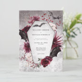 ゴシッ素朴クの黒いブルゴーニュのハロウィーン両面 招待状 (スタンド正面)