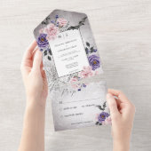 ゴシッ素朴クピンク&パープルハロウィーンNo Dinner オールインワン招待状 (貼ってはがせる)