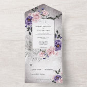 ゴシッ素朴クピンク&パープルハロウィーンNo Dinner オールインワン招待状 (内側)