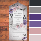 ゴシッ素朴クピンク&パープルハロウィーンNo Dinner オールインワン招待状