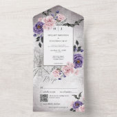 ゴシッ素朴クピンク&パープルハロウィーンQRコード オールインワン招待状 (内側)
