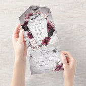 ゴシッ素朴クブラックブルゴーニュHalloween No Dinner オールインワン招待状 (貼ってはがせる)