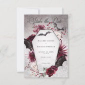 ゴシッ素朴クブラック&ブルゴーニュ結婚ハロウィーン セーブザデート (正面)