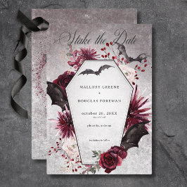 ゴシッ素朴クブラック&ブルゴーニュ結婚ハロウィーン セーブザデート