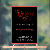 ゴシッ結婚クの歓迎レッドメタリックスクリプト アクリルサイン (ニュートラル)