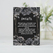 ゴシッ結婚クの黒いフローラ詳細カード 招待状 (スタンド正面)