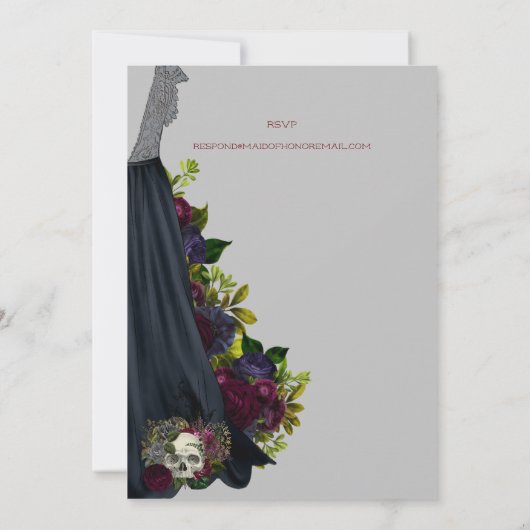 ゴシッ結婚トのドレスのブライダルシャワー招待 招待状 (裏面)