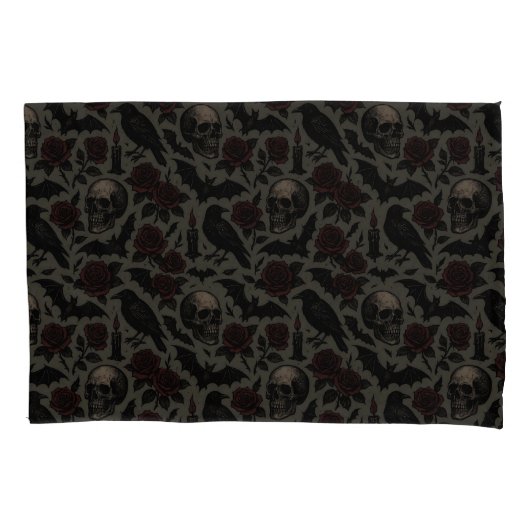 ゴシッ華美クフローラスカルと複雑な詳細 枕カバー (正面左)