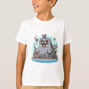 ゴジラシールを塗る Tシャツ