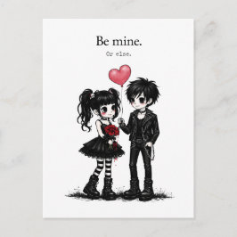 ゴスなバレンタインのポストカード Be Mine Or Else ポストカード